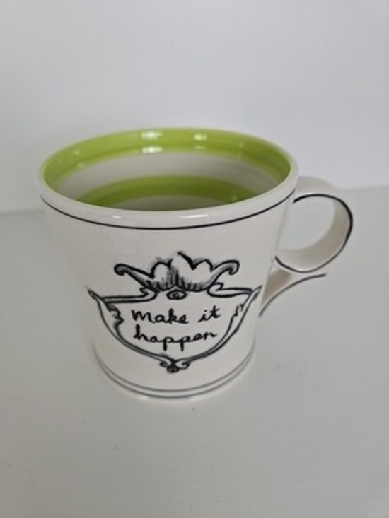 Other - Anthropologie MOLLY HATCH "Make It Happen" Crown Green Stripe 12 Oz Coffee Mug